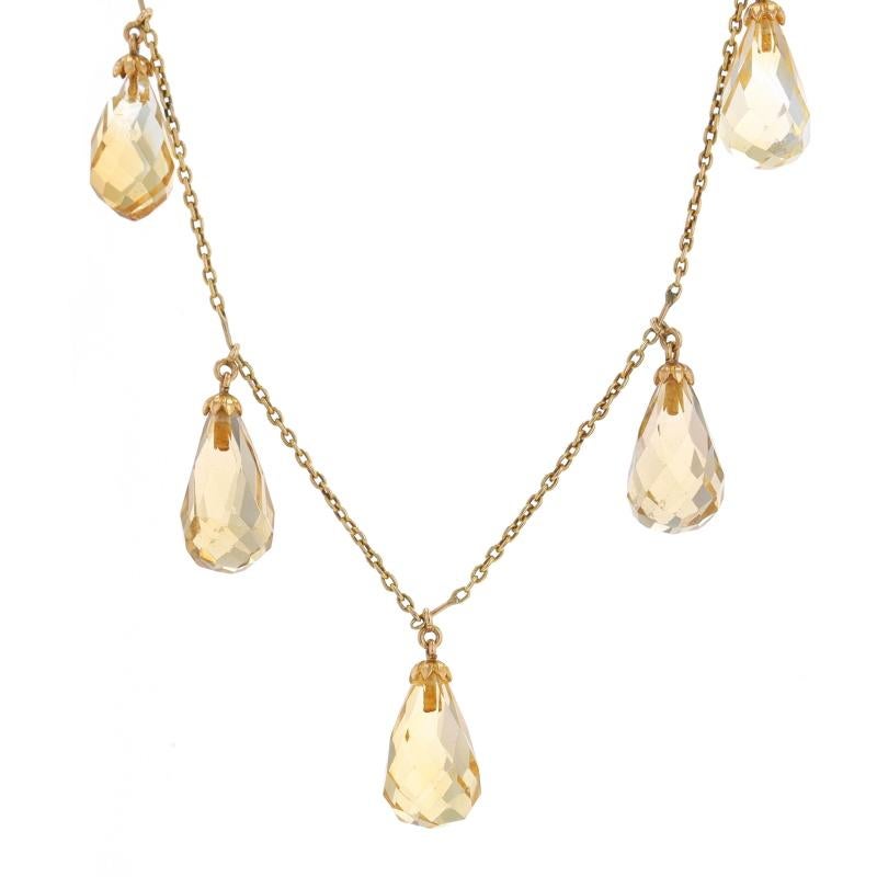 Women's Yellow Gold Citrine Edwardian Five-Stone Necklace 16 3/4