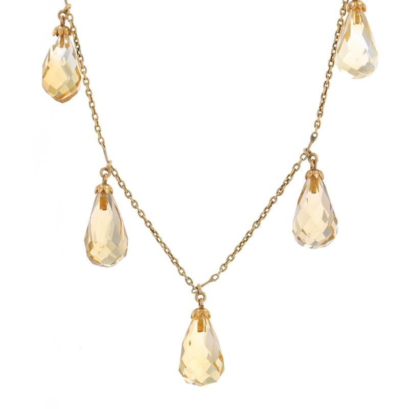 Gelbgold Citrin Edwardian Fünf-Stein-Halskette 16 3/4