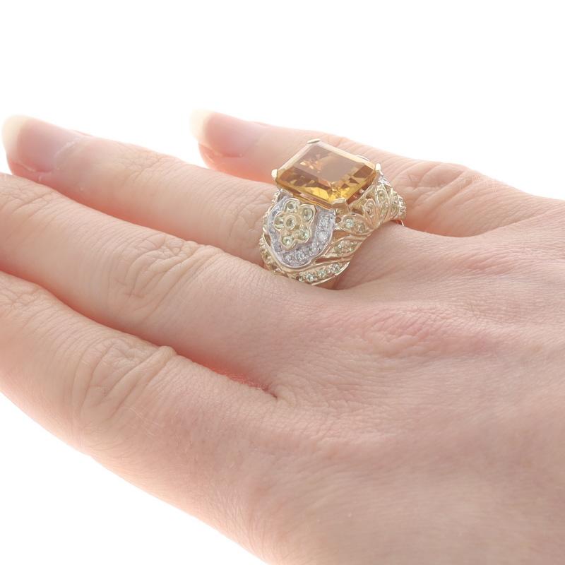 Donna Anello Cocktail in oro giallo con quarzo citrino e diamante 14k Smeraldo 6.62ctw in vendita