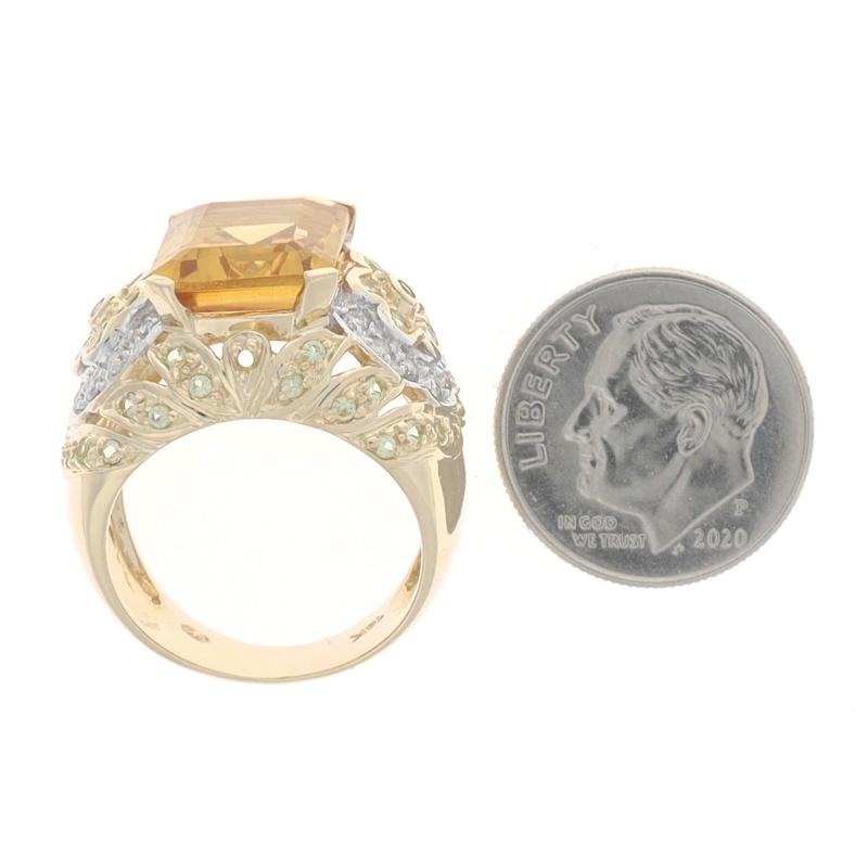 Anello Cocktail in oro giallo con quarzo citrino e diamante 14k Smeraldo 6.62ctw in vendita 1