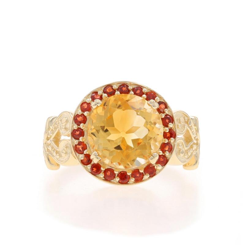 Size: 7
Sizing Fee: Up 2 sizes for $35 or Down 1 1/2 sizes for $35

Metal Content: 14k Yellow Gold

Stone Information

Natural Citrine
Treatment: Heating
Carat(s): 3.15ct
Cut: Round Portuguese
Color: Yellow

Natural Citrines
Treatment: