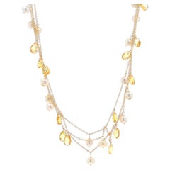 Collier à trois brins en or jaune 17" - 14k Briolette