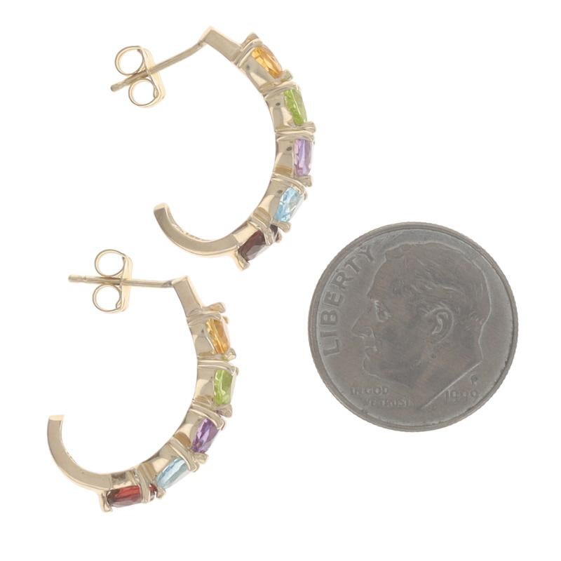 Boucles d'oreilles en or jaune Citrine Péridot Améthyste J-Hook - 14k Heart 2.52ctw Pierced Excellent état - En vente à Greensboro, NC