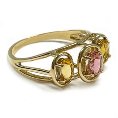 Yellow Gold Citrine Rhodolite Ring