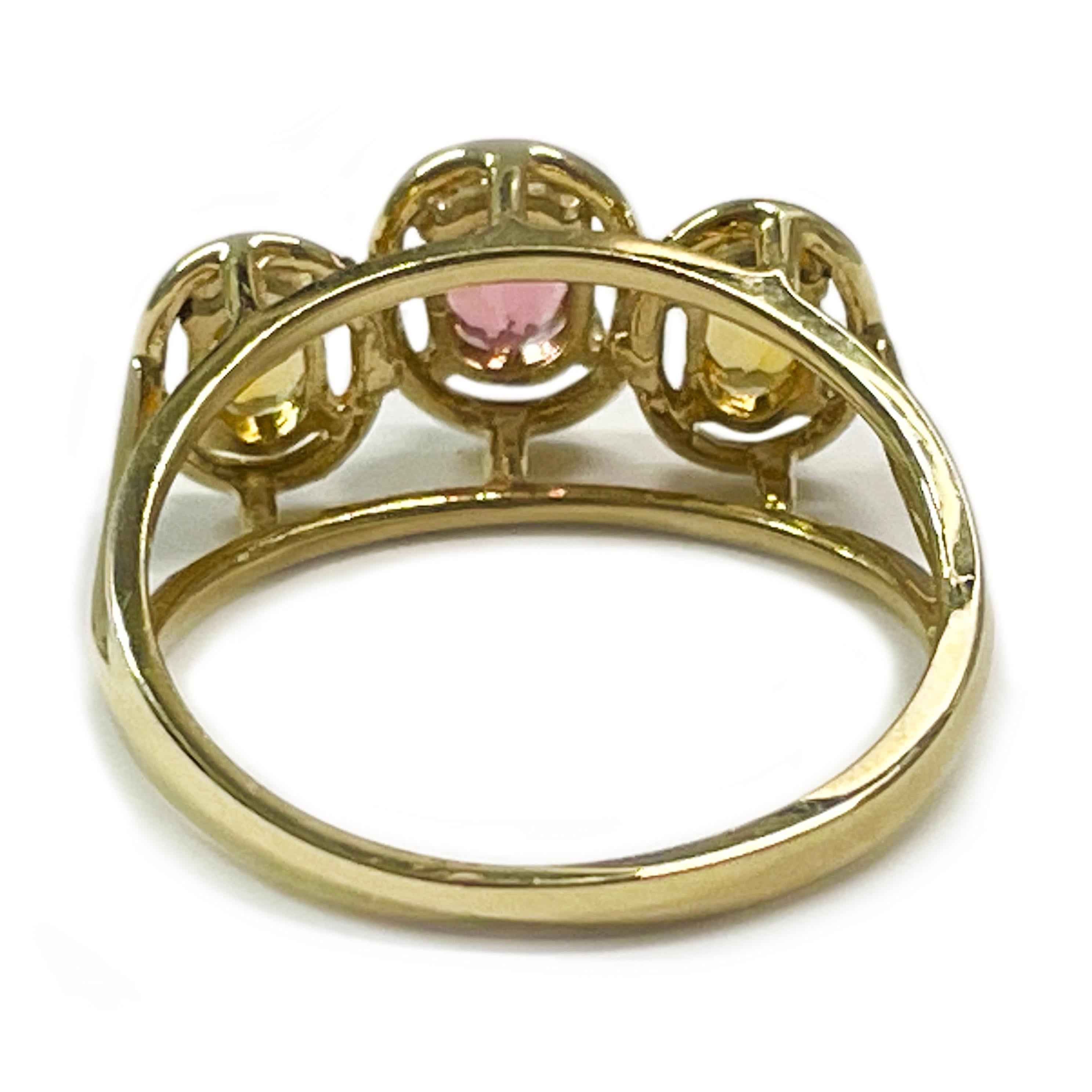 Oval Cut Yellow Gold Citrine Rhodolite Ring For Sale