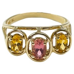 Anello con rodolite citrino in oro giallo
