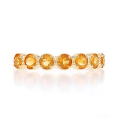 Yellow Gold Citrine Seven-Stone Band - 14k Round .70ctw Quatrefoil Ring
