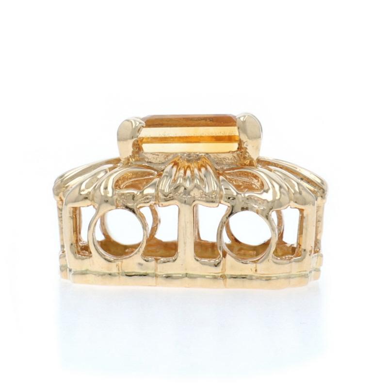 Taille émeraude Yellow Gold Citrine slide charm Solitaire Slide Charm 14k Emerald 1.00ct en vente