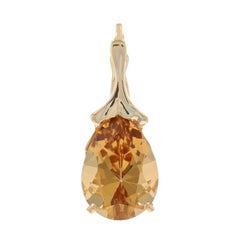 Yellow Gold Citrine Solitaire Enhancer Pendant - 14k Pear 5.00ct