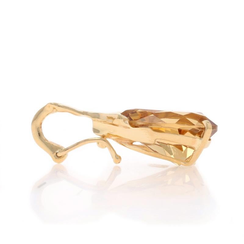 Taille poire Pendentif solitaire en or jaune avec citrine - Poire 14 carats 5,00 carats en vente