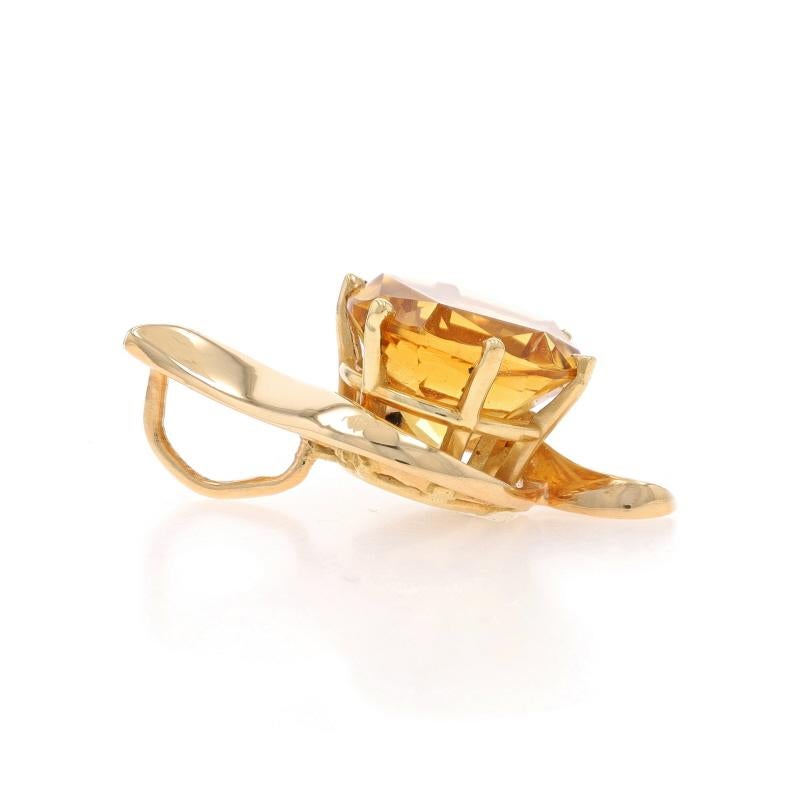 Taille ronde Pendentif Solitaire Citrine en Or Jaune - 14k Round Texas Star Cut 5.08ct en vente