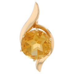Ciondolo solitario in oro giallo con citrino - 14k Taglio Texas rotondo a stella 5,08ct