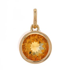 Yellow Gold Citrine Solitaire Pendant - 18k Round 2.40ct
