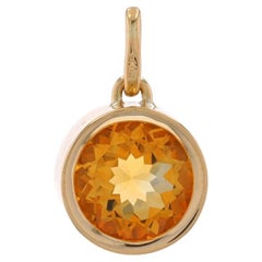 Pendentif Solitaire Citrine en Or Jaune - 18k Rond 2.40ct