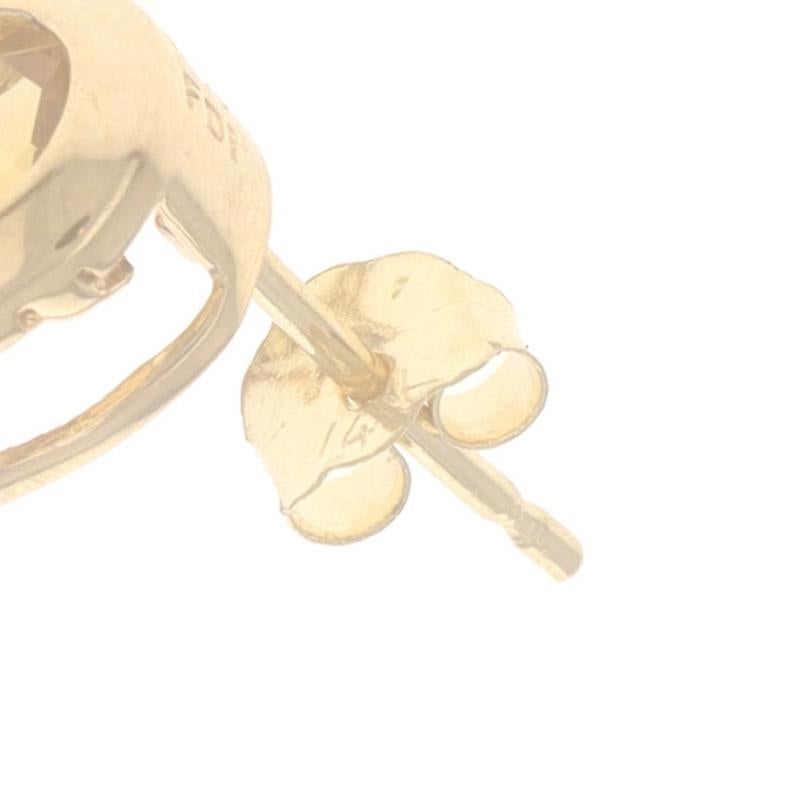 Oval Cut Yellow Gold Citrine Stud Earrings - 14k Oval 1.70ctw Bezel Set Pierced For Sale