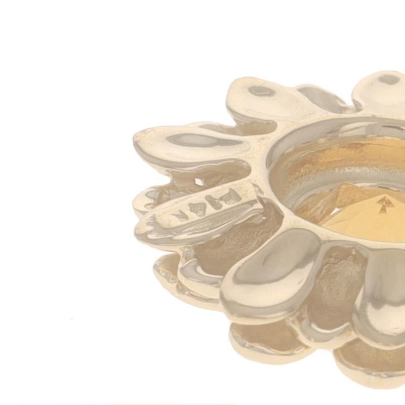 De las mujeres Pendientes Colgantes Girasol Citrino Oro Amarillo 14k Redondos 1.40ctw Flor Perforados en venta