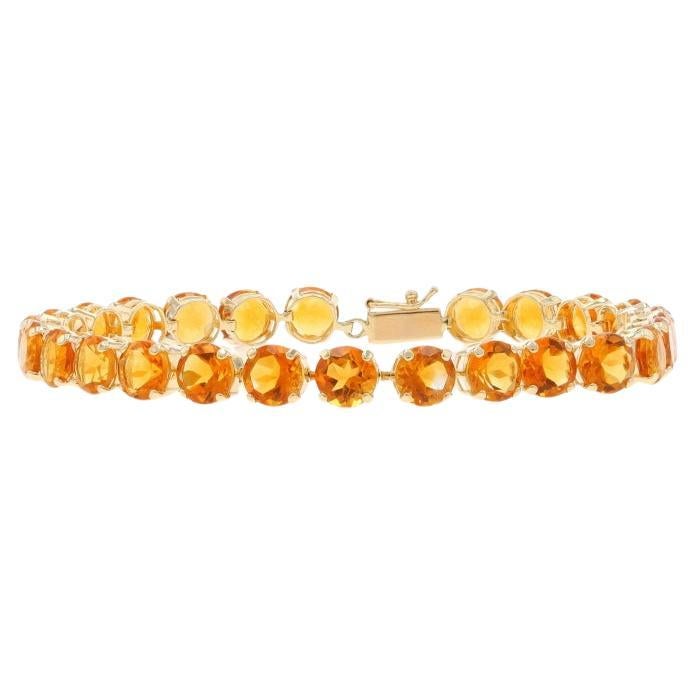 Yellow Gold Citrine Tennis Bracelet 7 1/4" - 14k Round 18.20ctw