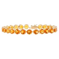 Yellow Gold Citrine Tennis Bracelet 7 1/4" - 14k Round 18.20ctw