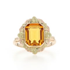 Anillo Solitario Cóctel Vintage Citrino Oro Amarillo - 10k Esmeralda 2.90ct