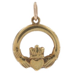 Gelbgold Claddagh Charm - 14k Freundlichkeit Liebes-Marriage-Anhänger