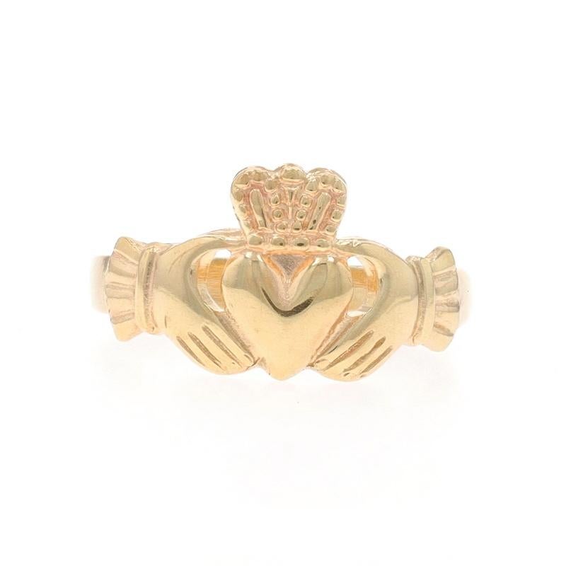 Dimensione: 3
Costo della taglia: Up & Up 3 taglie per $30

Contenuto del metallo: Oro giallo 10k

Tema: Claddagh, amore fedeltà amicizia, simbolo irlandese

Misure

Altezza della faccia (da nord a sud): 11/32