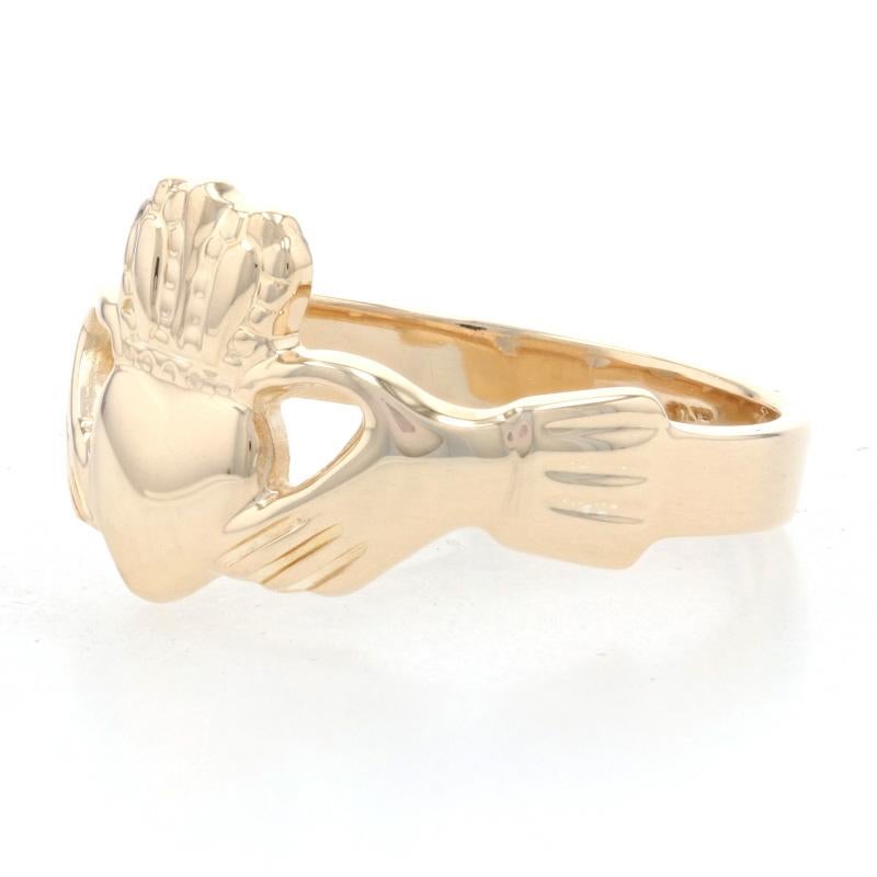 Yellow Gold Claddagh Ring, 14k Friendship Love Marriage 3