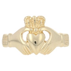 Yellow Gold Claddagh Ring, 14k Friendship Love Marriage
