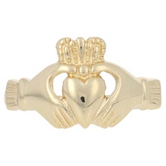 Yellow Gold Claddagh Ring, 14k Friendship Love Marriage