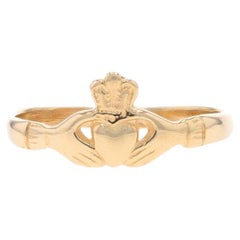 Yellow Gold Claddagh Ring - 14k Friendship Love Marriage