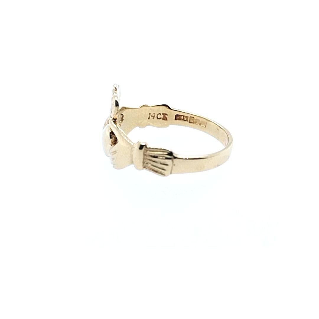 Women's Yellow Gold Claddagh Ring For Sale