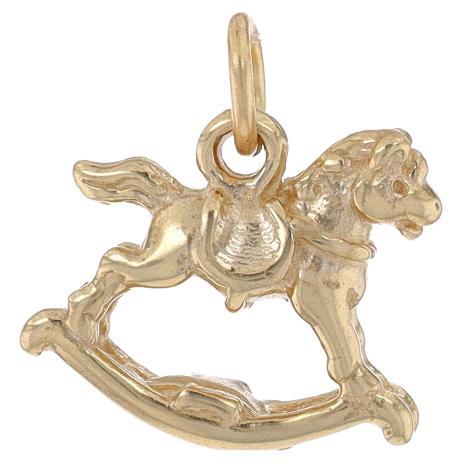 Yellow Gold Classic Rocking Horse Charm - 14k Child's Toy Mom's Keepsake For Sale