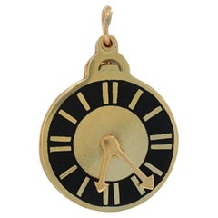 Ciondolo a forma di orologio in oro giallo - Ciondolo con messaggio d'amore in 14k