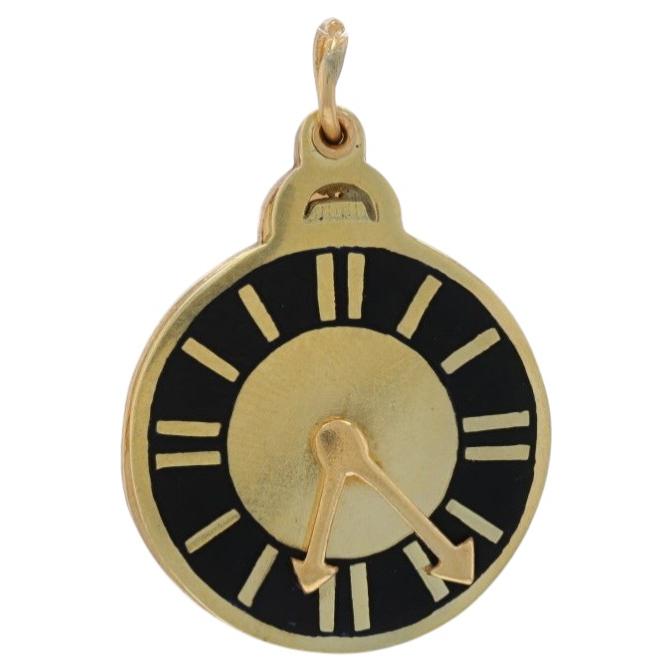 Gelbgold Uhr Charm - 14k Love Message Moves Anhänger im Angebot