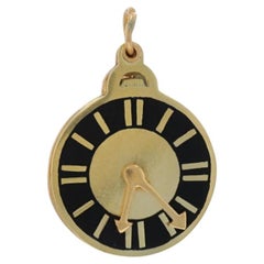 Yellow Gold Clock Charm - 14k Love Message Moves Pendant