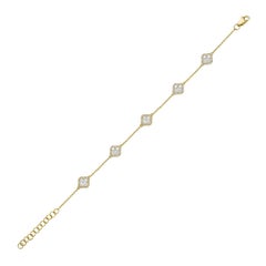 Yellow Gold Clover Link Bracelet