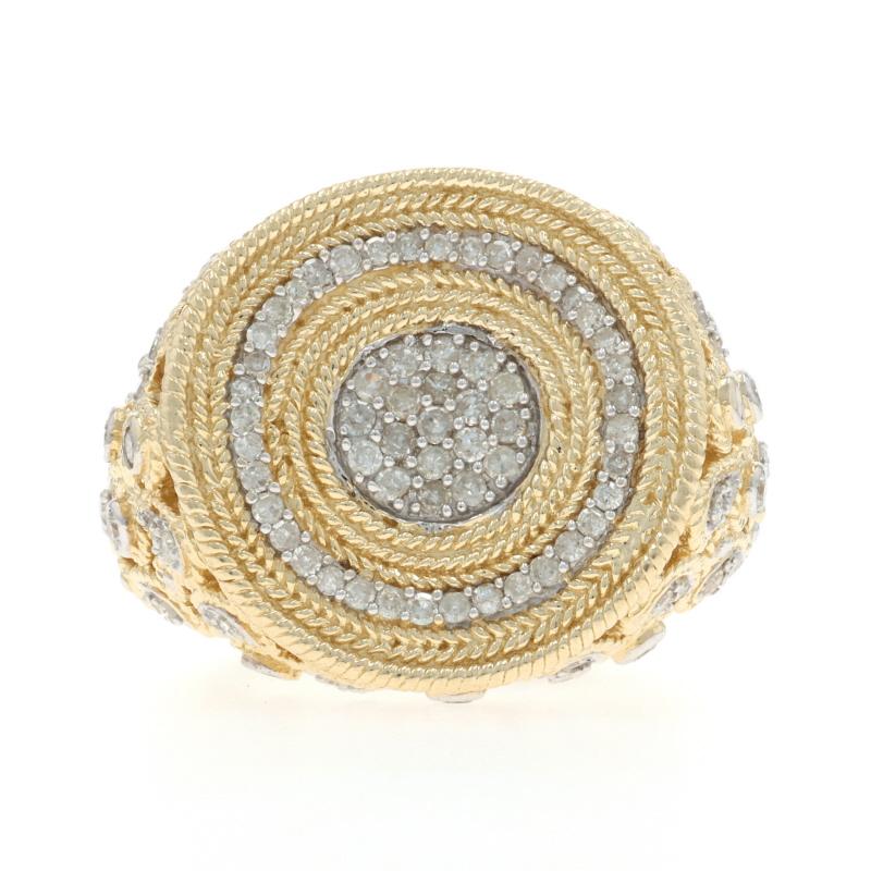 Bague Halo Cocktail en or jaune - 14k Brilliante ronde et simple 1.00ctw en vente