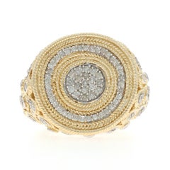 Anello aureola a grappolo in oro giallo - 14k Brilliante rotondo e singolo 1,00ctw Anello aureola a grappolo in oro giallo - 14k Brilliante rotondo e singolo 1,00ctw