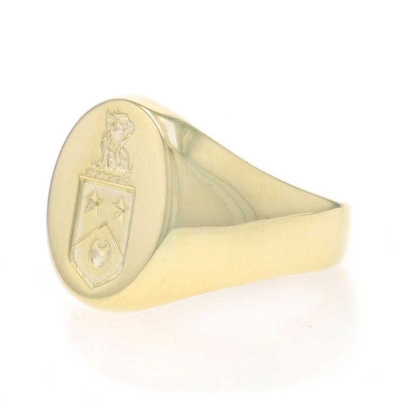 Yellow Gold Coat of Arms Men's Signet Ring -14k Eagle Stars Crescent Moon Shield For Sale 1