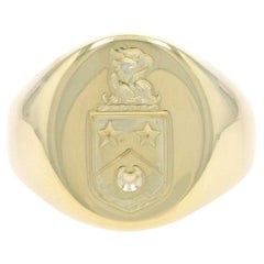 Gelbgold Wappen Herren Siegelring -14k Adler Sterne Mondsichel Schild