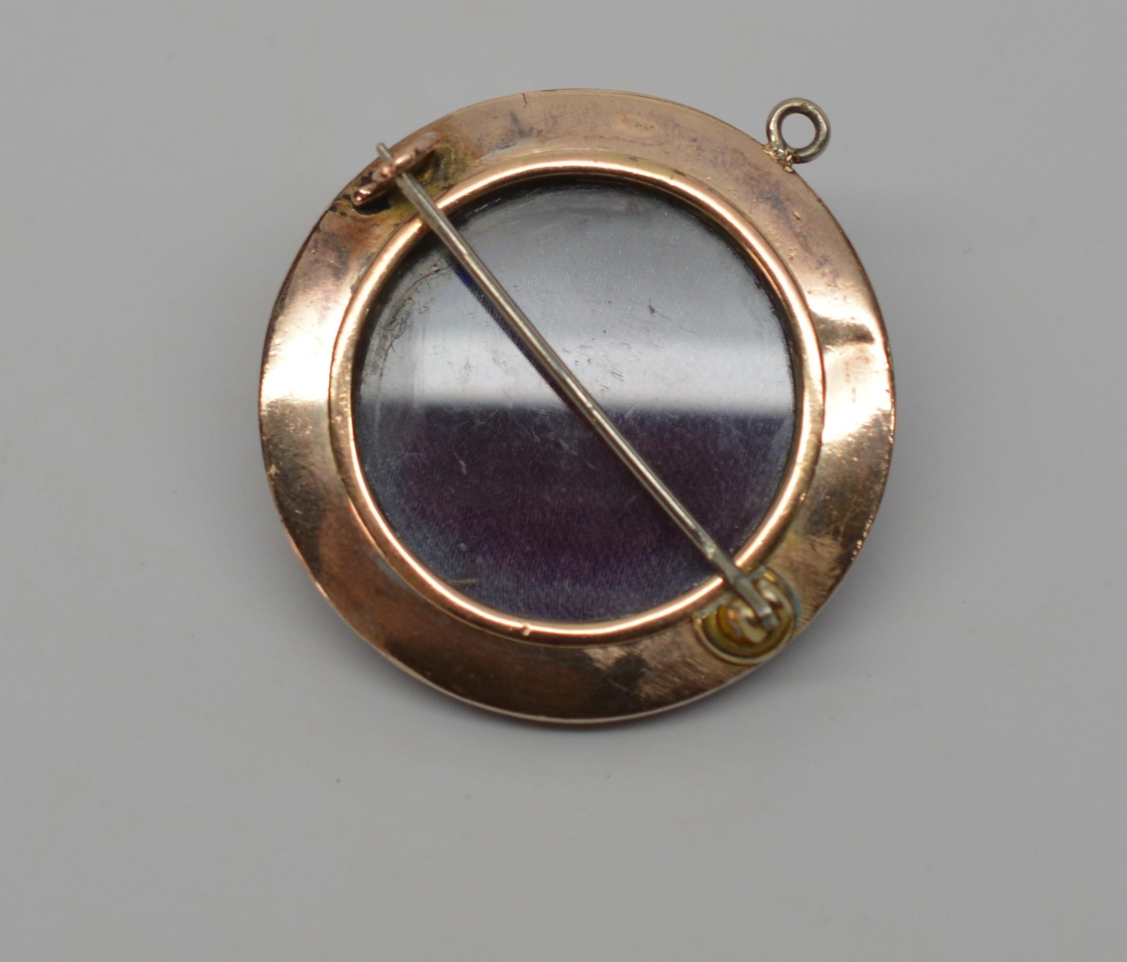 Uncut Gold Cobalt Blue Enamel Brooch Pendant Pearl Necklace with Diamond Accents For Sale