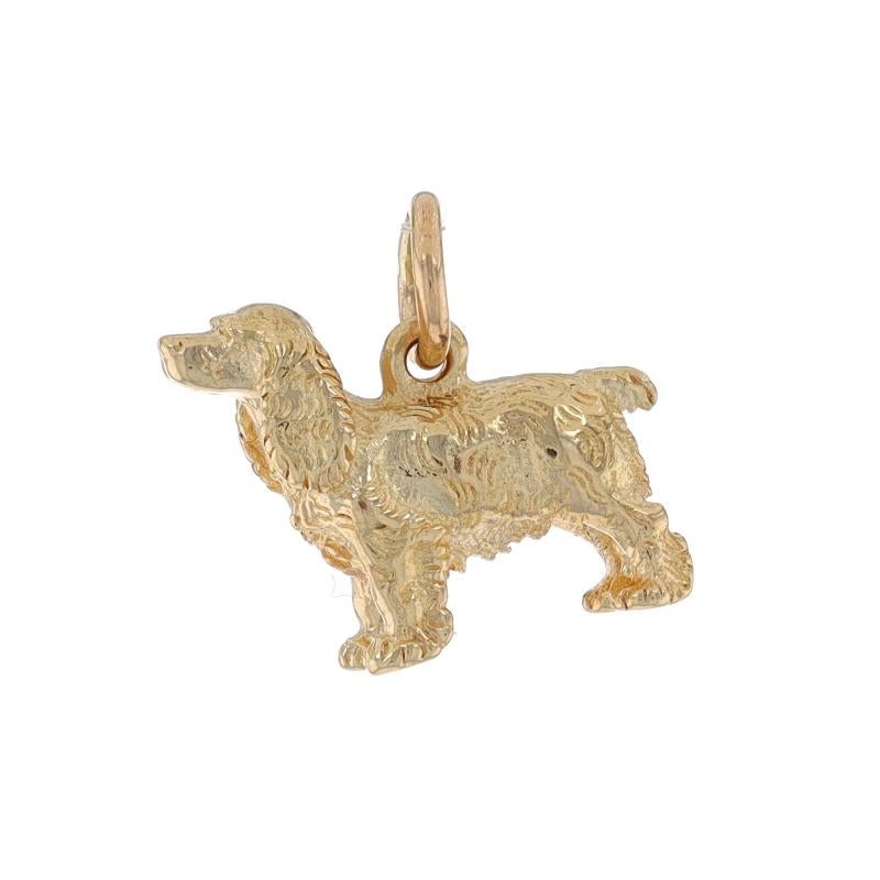 Metal Content: 14k Yellow Gold

Theme: Cocker Spaniel Dog, Pet Canine
Features: Textured Detailing

Measurements

Tall: 15/32