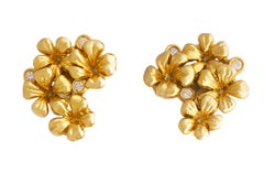 Yellow Gold Cocktail Clip-On Earrings with Diamonds and Paraiba Tourmalines