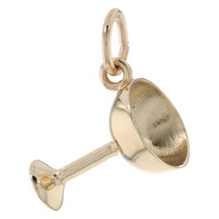 Vintage Yellow Gold Cocktail Glass Charm, 14k Martini Drink Beverage