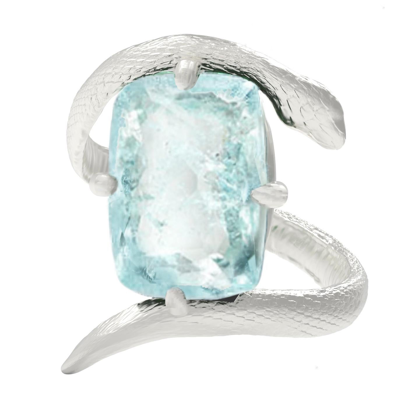 White Gold Engagement Ring with Natural Five Carats Sky Blue Paraiba Tourmaline In New Condition For Sale In Berlin, DE