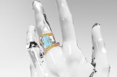 Yellow Gold Engagement Ring with Neon Blue Six Carats Paraiba Tourmaline