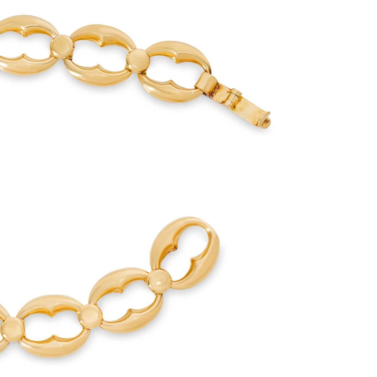 Yellow Gold Coffee Bean Link Bracelet In Excellent Condition In London, GB