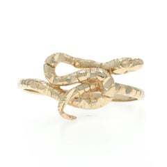 Yellow Gold Coiled Snake Statement Bypass Ring - 10k Serpent