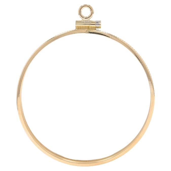 Yellow Gold Coin Holder Pendant - 14k Reeded Frame For Sale