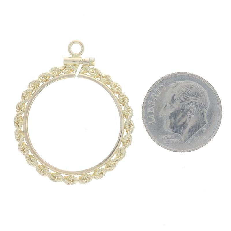 Women's Yellow Gold Coin Holder Pendant - 14k Rope Border Circle For Sale