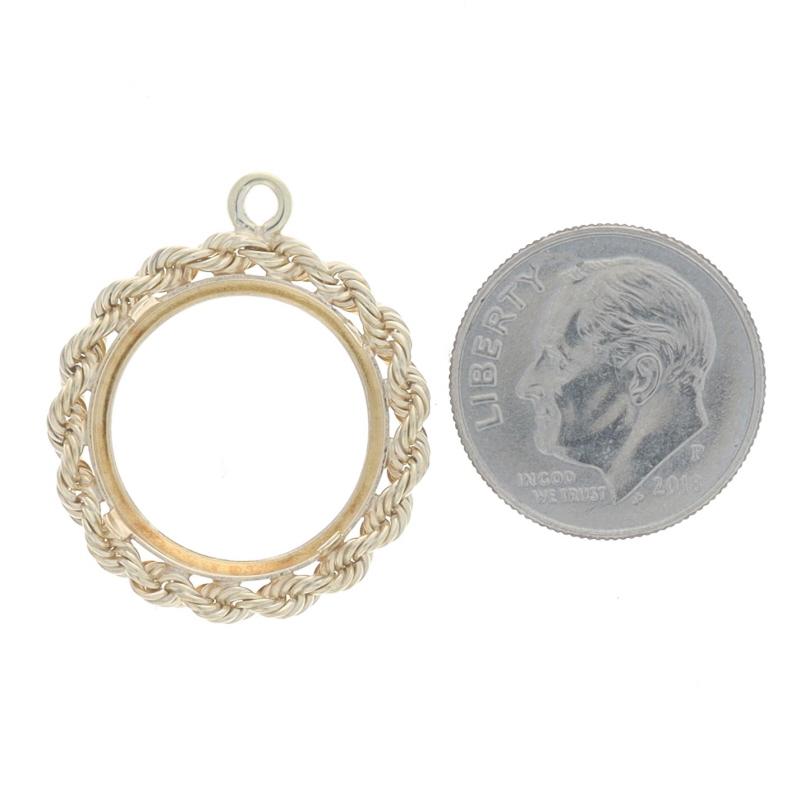 Gelbgold-Münzenhalter-Anhänger - 14k Rope Border für Damen oder Herren